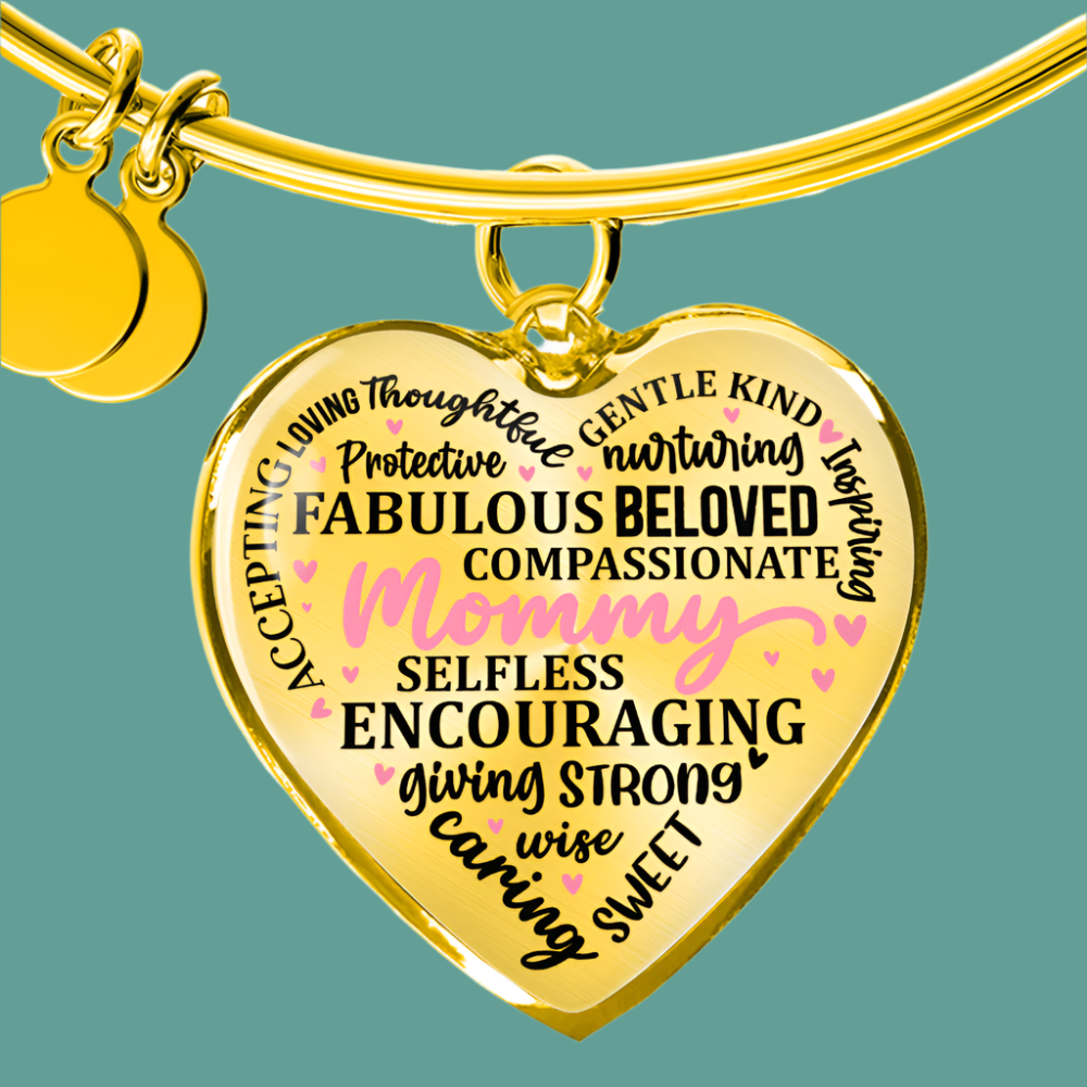 Personalized Heart Pendant Bracelet-Perfect for Mother's Day