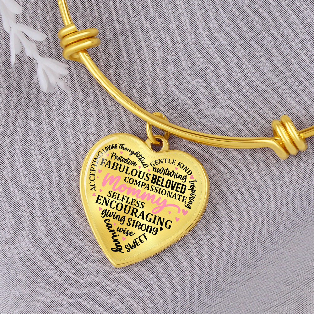 Personalized Heart Pendant Bracelet-Perfect for Mother's Day