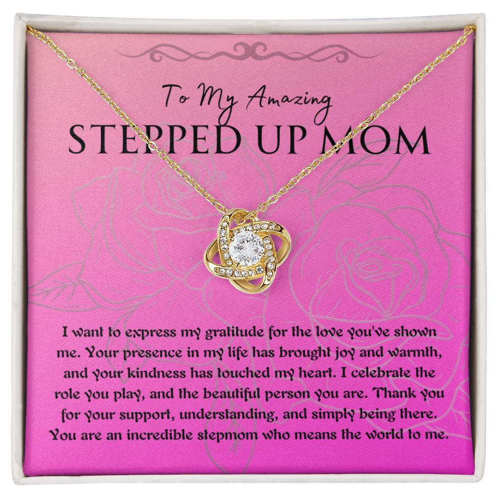 Necklace, Pendant, Love Knot-Stepped up Mom
