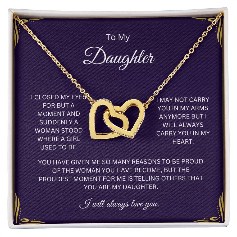 Necklace, Pendant, Interlocking Hearts-Daughter