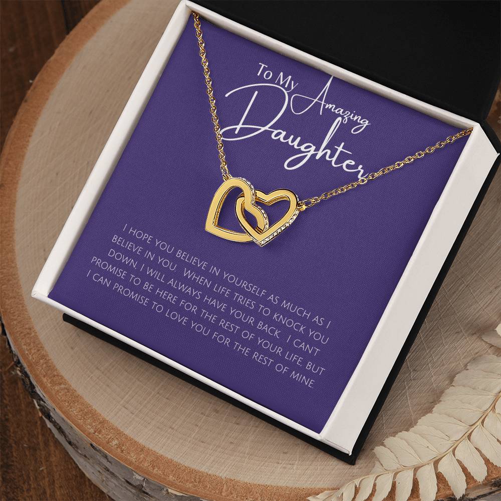 Necklace, Pendant, Interlocking Hearts-Daughter