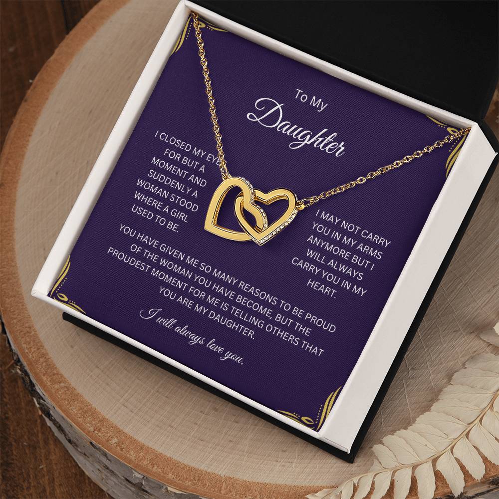 Necklace, Pendant, Interlocking Hearts-Daughter