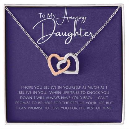 Necklace, Pendant, Interlocking Hearts-Daughter