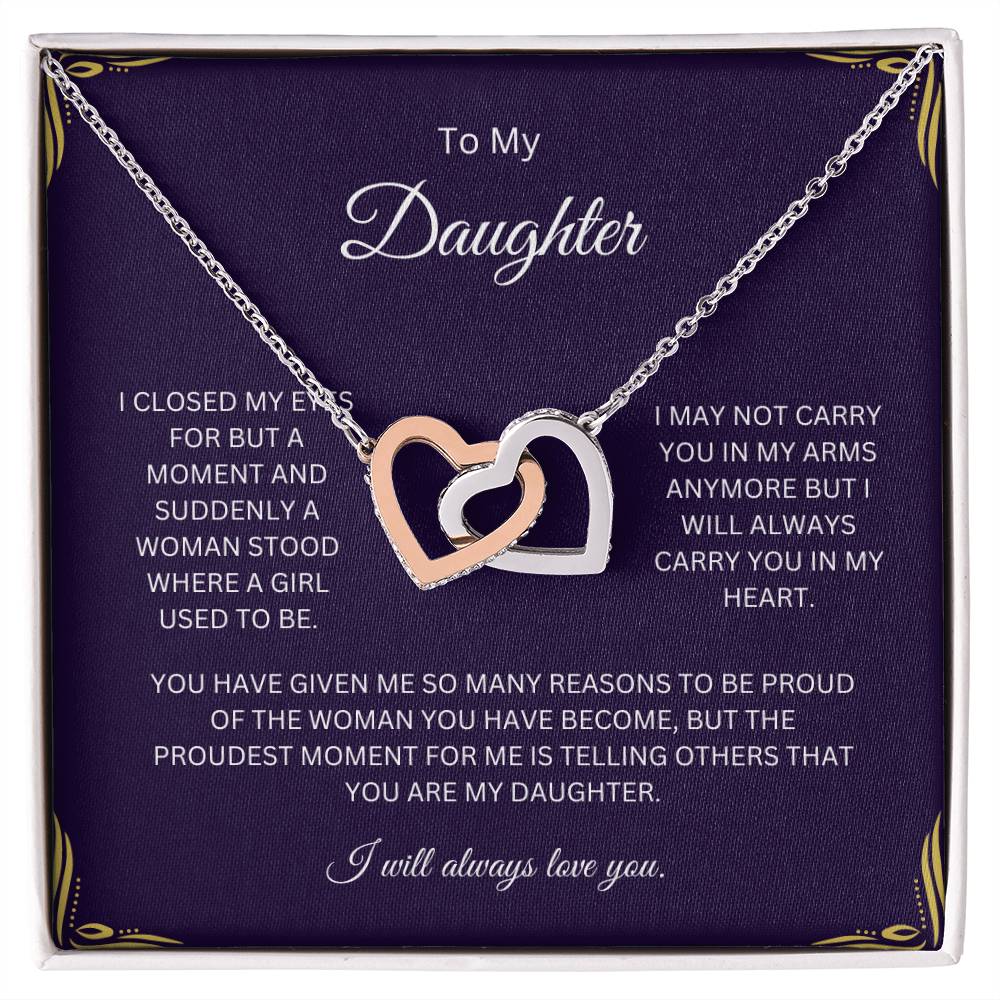 Necklace, Pendant, Interlocking Hearts-Daughter