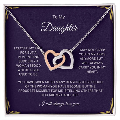 Necklace, Pendant, Interlocking Hearts-Daughter