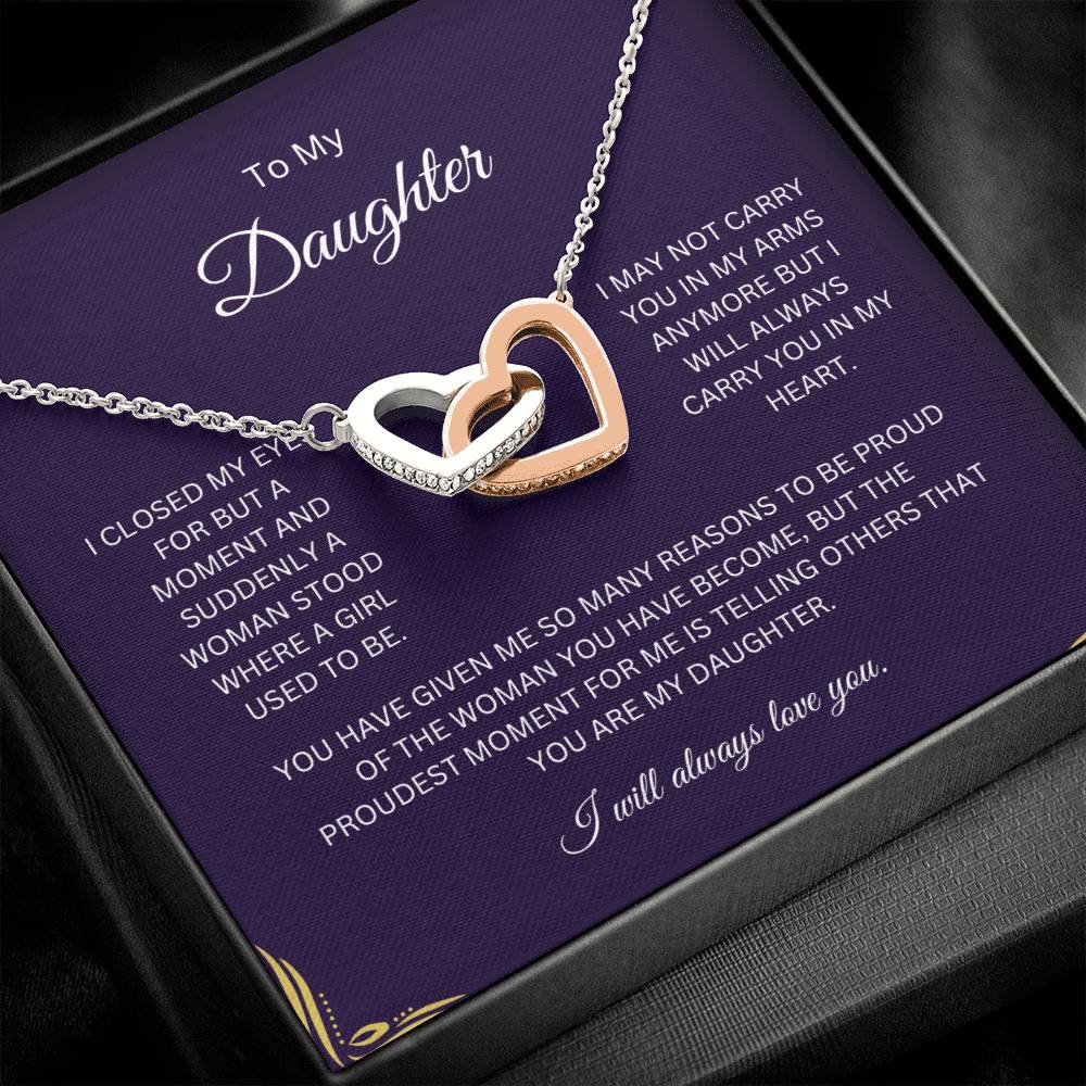 Necklace, Pendant, Interlocking Hearts-Daughter