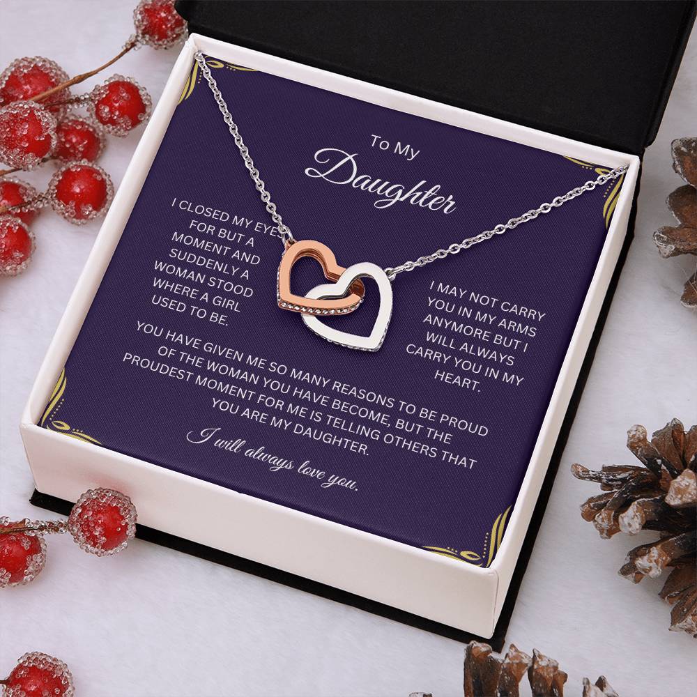 Necklace, Pendant, Interlocking Hearts-Daughter