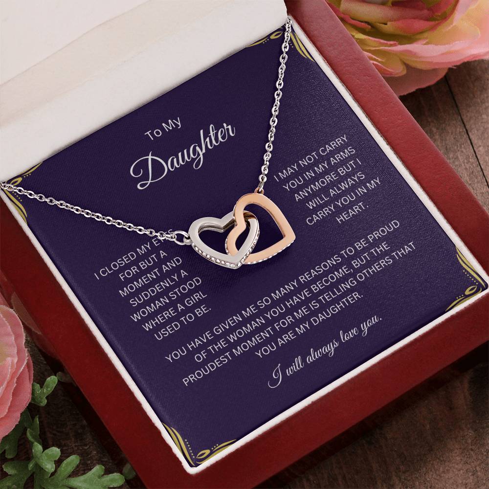 Necklace, Pendant, Interlocking Hearts-Daughter