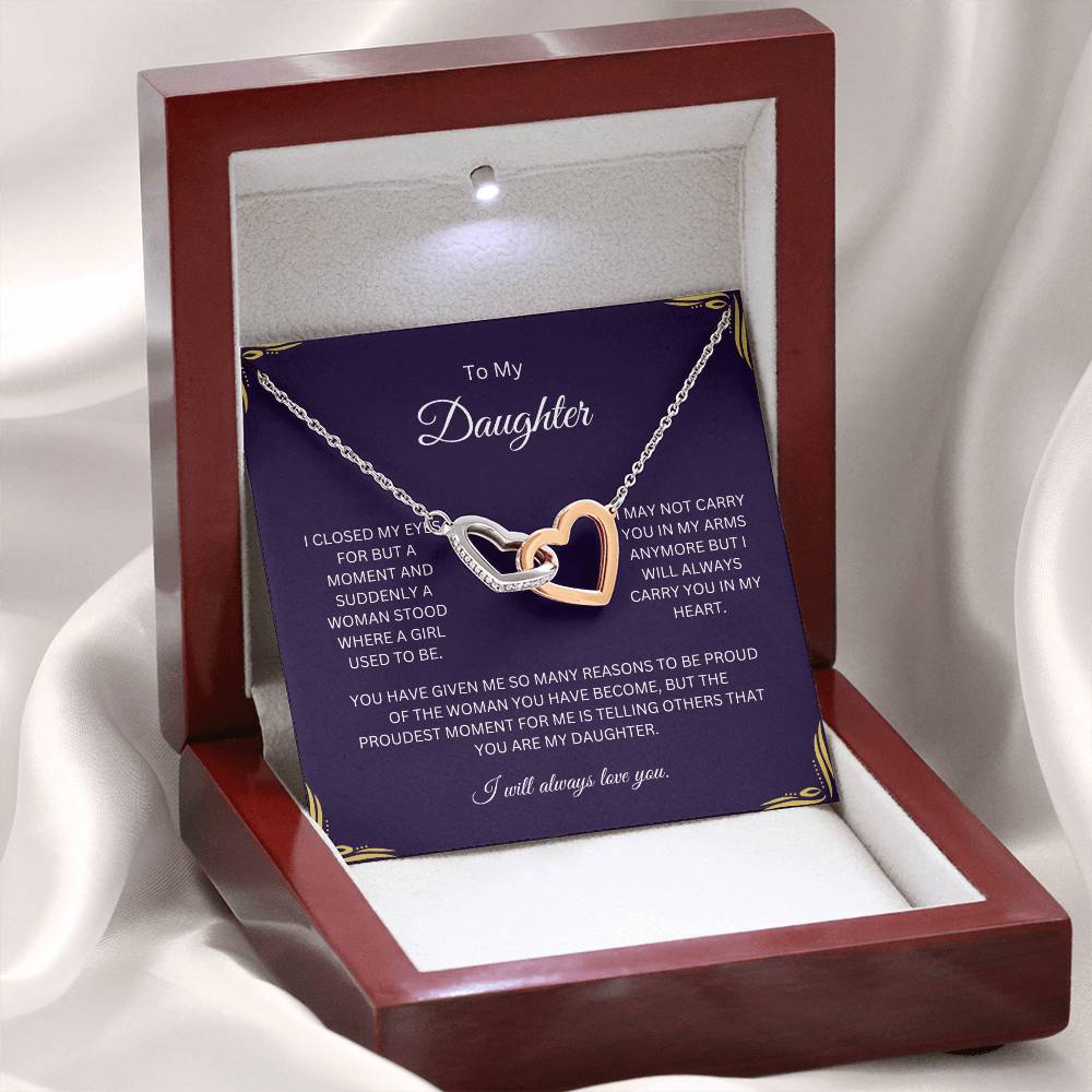 Necklace, Pendant, Interlocking Hearts-Daughter