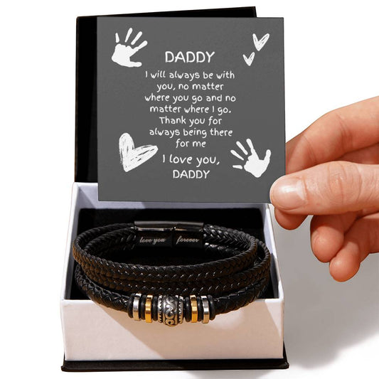 Gift for Dad-Leather Bracelet with message card